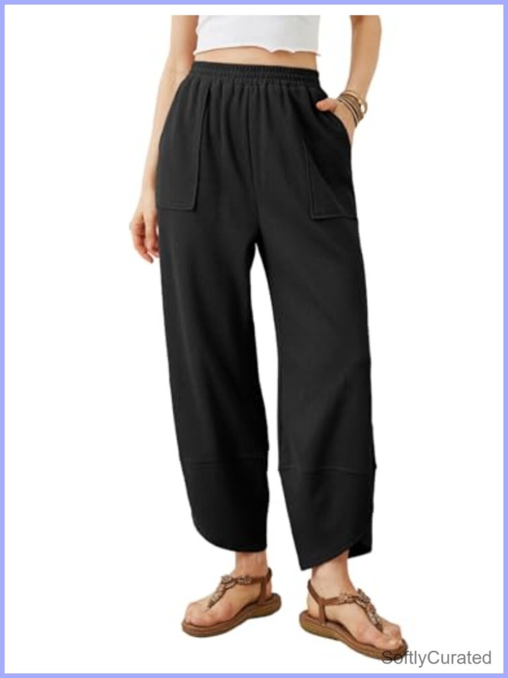 Womens Baggy Wide Leg Harem Pants Elastic Waist Slouchy